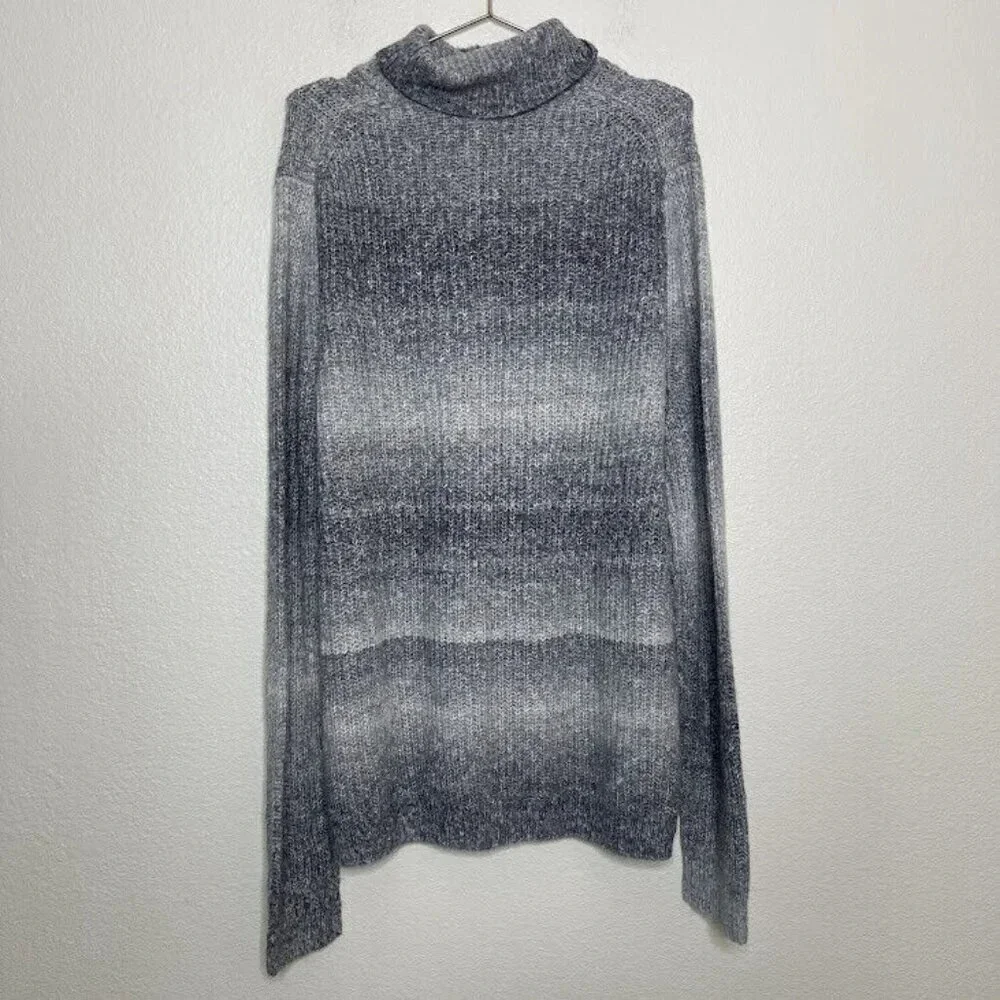Open Edit Sweater Mens Size XXL Turtleneck Ombre Grey Spacedye Knit Pullover